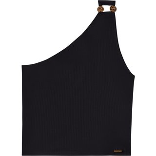 Blusa De Um Ombro Só Canelada Com Aviamentos
