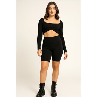 Bermuda Esportiva D Bell Outlet Fashion Cós Alto Fitness Verão Preto