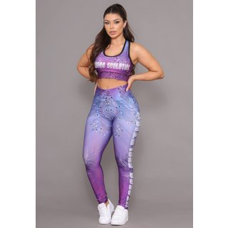 Conjunto Feminino Top e Calça Fitness Cintura Alta Linha Premium Não Transparente