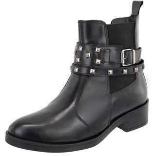 Bota em Couro Feminina Cano Curto Preto Spike Lançamento Tellini Store