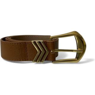 Cinto Feminino em Couro Fivela Dourada Caramelo 014