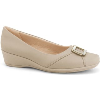 Sapato Feminino Anabela Baixa Bege Comfortflex 2694303-1
