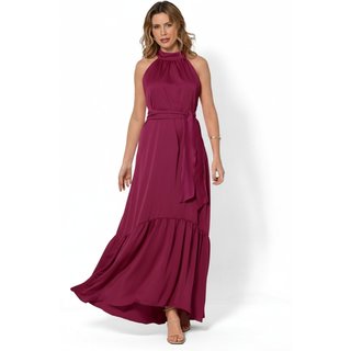 Vestido Bisô Longo Festa Liso Fúcsia - Fúcsia