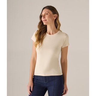 Blusa Makenji Basica Decote Careca Feminina Bege Claro