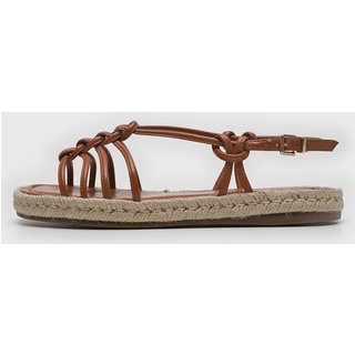 Sandália Feminina Loucos e Santos Espadrille Tiras Corda Natural Marrom