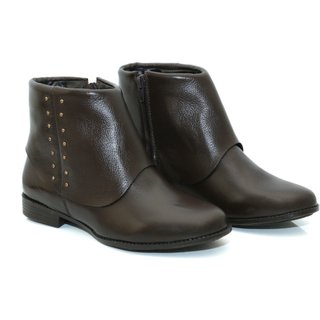 Bota Cano Curto Feminina Couro Tellini Store Café