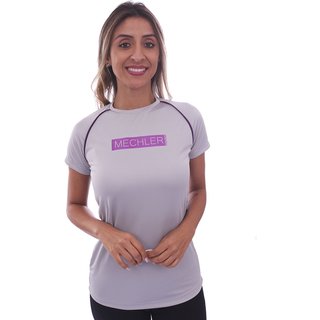 Camiseta Feminina Dryfit Básica Manga Curta Proteção Solar UV 50 Academia Verão Adulto Esporte Mechler Cinza