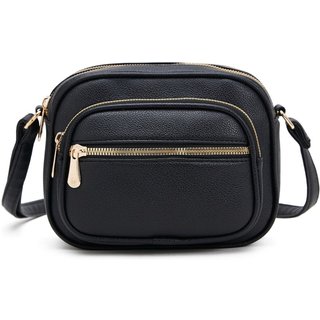 Bolsa Transversal Feminina Média Tiracolo de Lado Preto