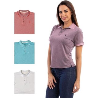 Camisa Polo Feminina Manga Curta Piquet Dia a Dia Kit 4