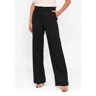 Calça Bisô Alfaiataria Lisa Lapela Preta - Preta