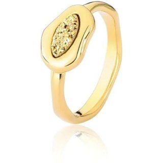 Infantil - Anel com Pedra Natural Drusa Dourada Semijoia Banhado a Ouro 18K Ania Store