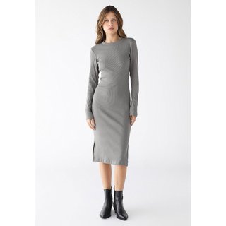 Vestido Midi Manga Longa Levosch Fendas Laterais Cinza