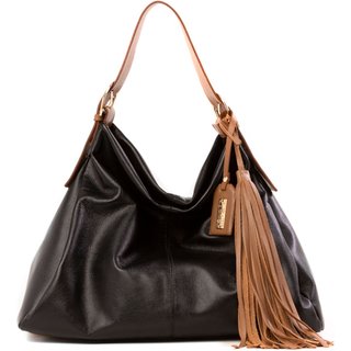Bolsa Feminina Em Couro Tiracolo Preta Com Caramelo "Júlia Yip"""