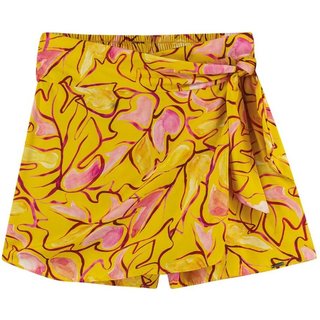 Short Saia Feminino Curto Estampado Digital Marialícia Amarelo