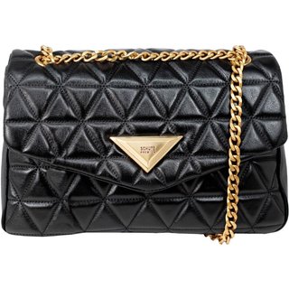 Bolsa Feminina Grande Schutz Tiracolo 944 Matelassê Couro Corrente Preto Black