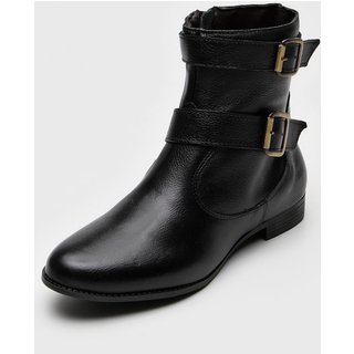 Bota Cano Curto Feminina Couro Tellini Store Preto