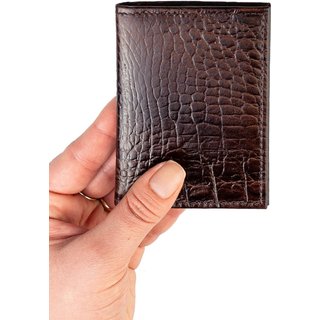 Porta cartões de couro croco Andréia 7,5x10cm - Café