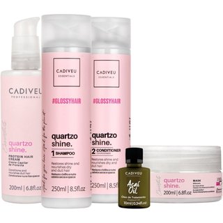 Kit Cadiveu Professional Quartzo Shine Shampoo Condicionador Máscara Pré-Shampoo e Açaí Oil (5 produtos)