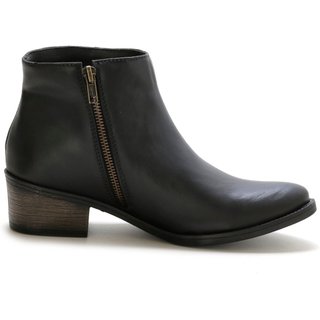 Bota Feminina Lavini Shoes Lisa Cano Curto Ziper Lateral Preto