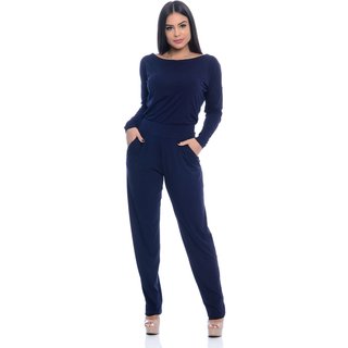 Macacão M/L Decote Canoa B'Bonnie Maitê Azul Marinho