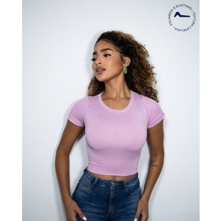 Cropped Feminino Canelado Poliamida 99230 Rose Consciência