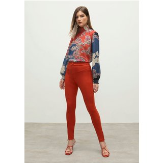 Calça Iódice Legging Cós Alto Com Recorte Laranja