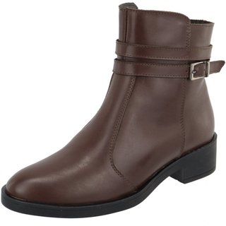 Bota em Couro Feminina Cano Curto Chocolate Fivela Lançamento Tellini Store