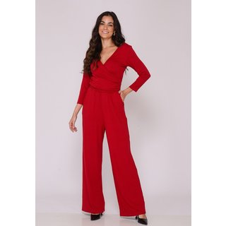 Macacão Pantalona Decote Transpassado B’Bonnie Florence Vermelho