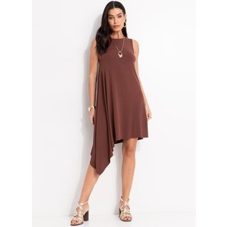 Vestido Em Malha De Viscose Marrom Quintess