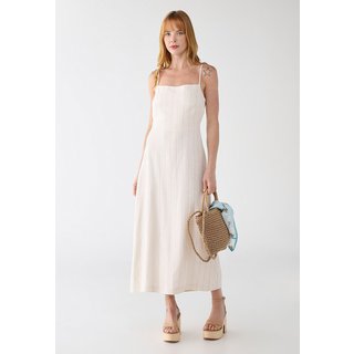 Vestido Feminino Cantão Linho Listra Pulsar Off-White