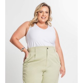 Regata Feminina Plus Size Secret Glam Branco