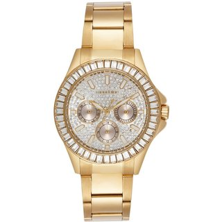 Relógio Feminino Multifunção Cristais Dourado Mondaine