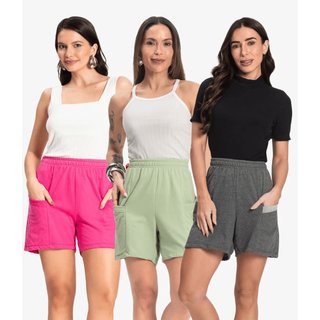 Kit 3 Shorts Femininos Moletinho Infinita Cor Sortido