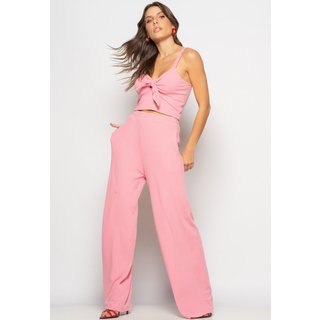 Conjunto Cropped Laço e Wide Leg Canelado Salvatore Rosa