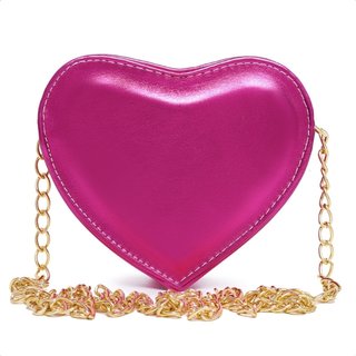 Bolsa Feminina Transversal De Coração alça Dourada Sch 8160 Rosa