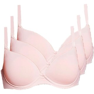 Kit com 3 Sutiãs com Aro e Bojo Hope 2484 Taça B Rosa
