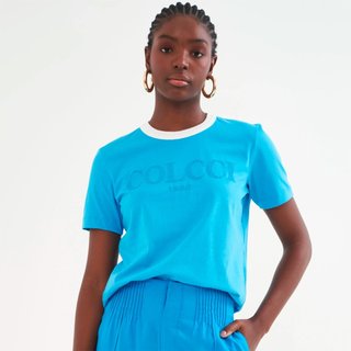 Camiseta Colcci Detail Pr26 Azul Cute Feminino