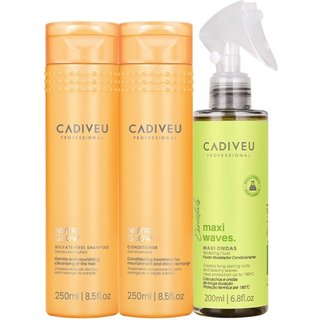 Kit Cadiveu Professional Nutri Glow Shampoo Condicionador e Maxi Ondas (3 produtos)