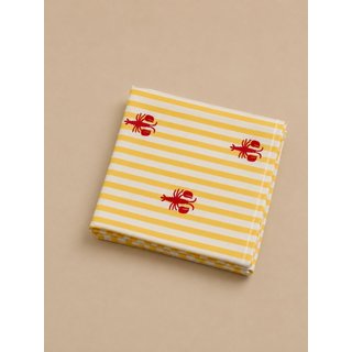 Lenço Estampado Listras e Lagosta -Amarelo - Grande