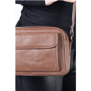 Bolsa Andrea Vinci quadrada pequena de couro liso Dana - Whisky