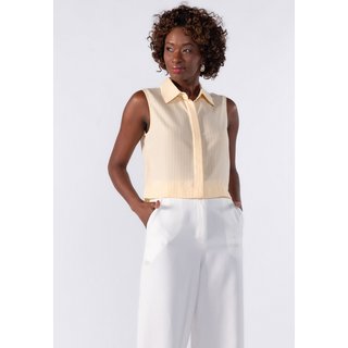 Camisa regata Lamis curta risca de giz Bege
