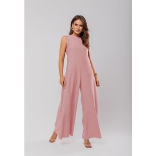 Macacão Regata Feminino Alfaiataria Pantalona Salvatore Fashion Rosa