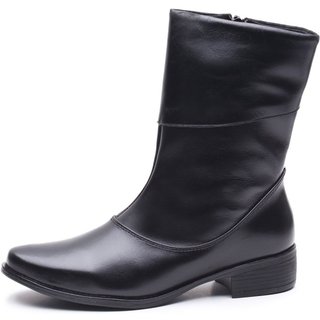 Bota Feminina Em Couro Cano Médio Galocha