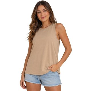 Blusa Regata Básica Feminina Lunender 00594 Bege
