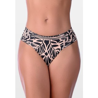 Calcinha de Biquíni Summer Soul Cintura Baixa Lateral Dupla Franzida Estampado Preto