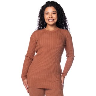 Blusa Feminina Biamar Algodão Alongada Tranças Marrom