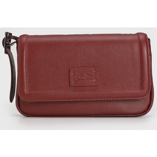 Bolsa Tiracolo Santa Lolla em Couro Logo Bordô
