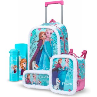 Infantil - Kit Mochila Rodinha Disney Garrafa Lancheira Frozen Escolar