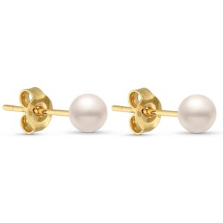 Brinco Semijoia De Pérola 5Mm Banhado A Ouro 18K Br052-001 Dourado