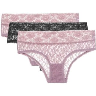 Kit 3 Calcinhas Caleçon Sweet Lace Preto e Quail Loungerie